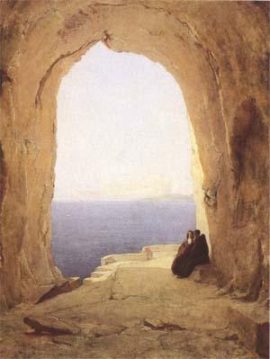 Karl Blechen Monks at the Gulf of Naples (mk09) oil painting image